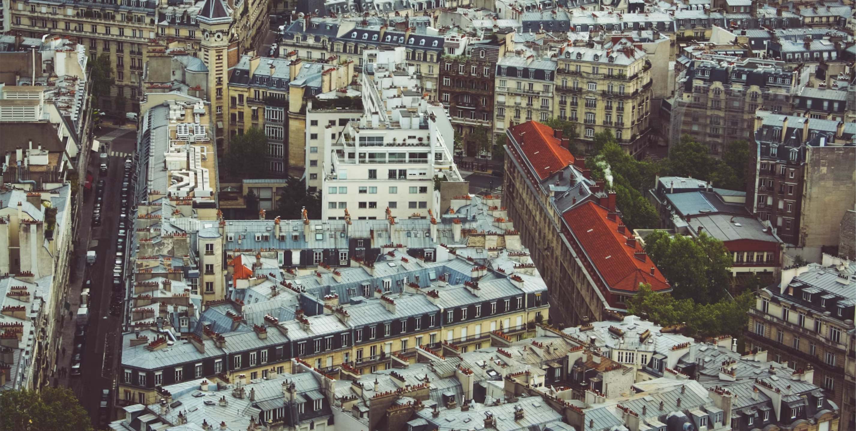 Vue aérienne des toits parisiens - Rive Gauche